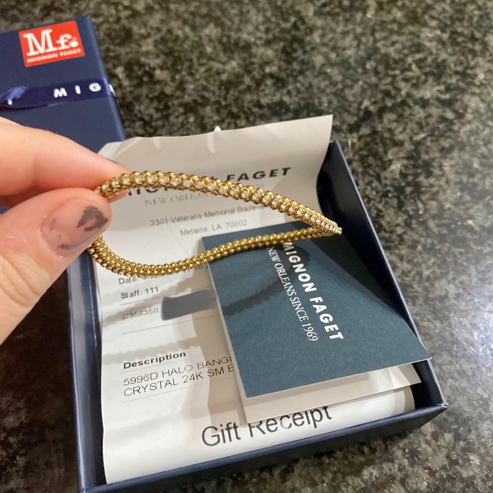 mignon faget halo bangle crystal gold plated, worn once